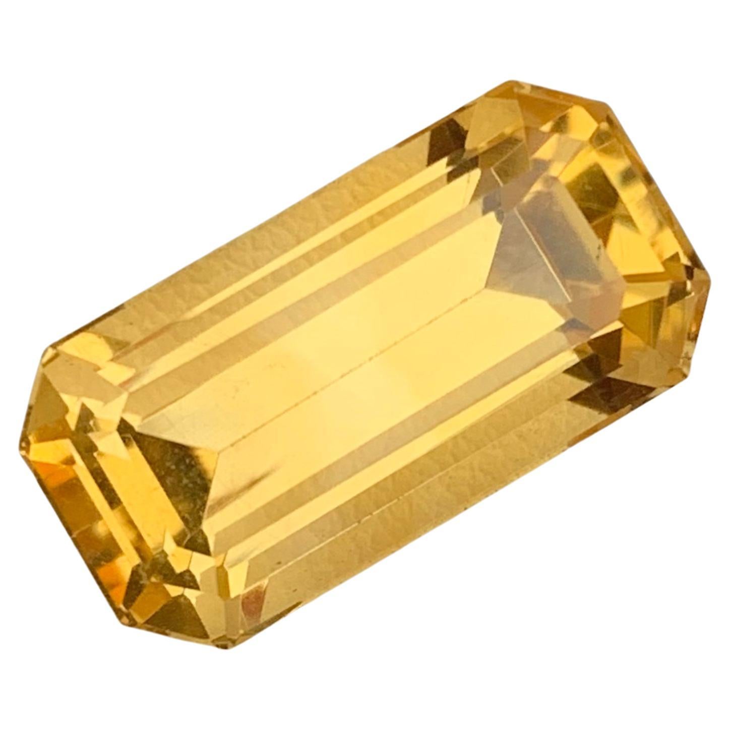 Beautiful Long Emerald Cut Natural Loose Yellow Citrine from Brazil For Sale