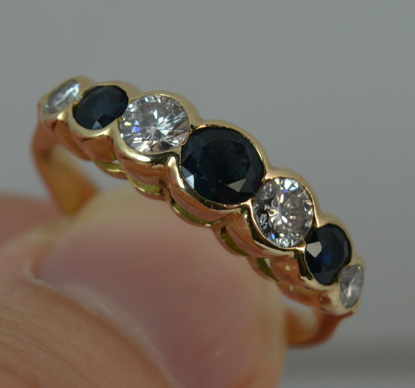 Women's Beautiful 18 Carat Bubble Set Sapphire and Vs Diamond Stack Ring