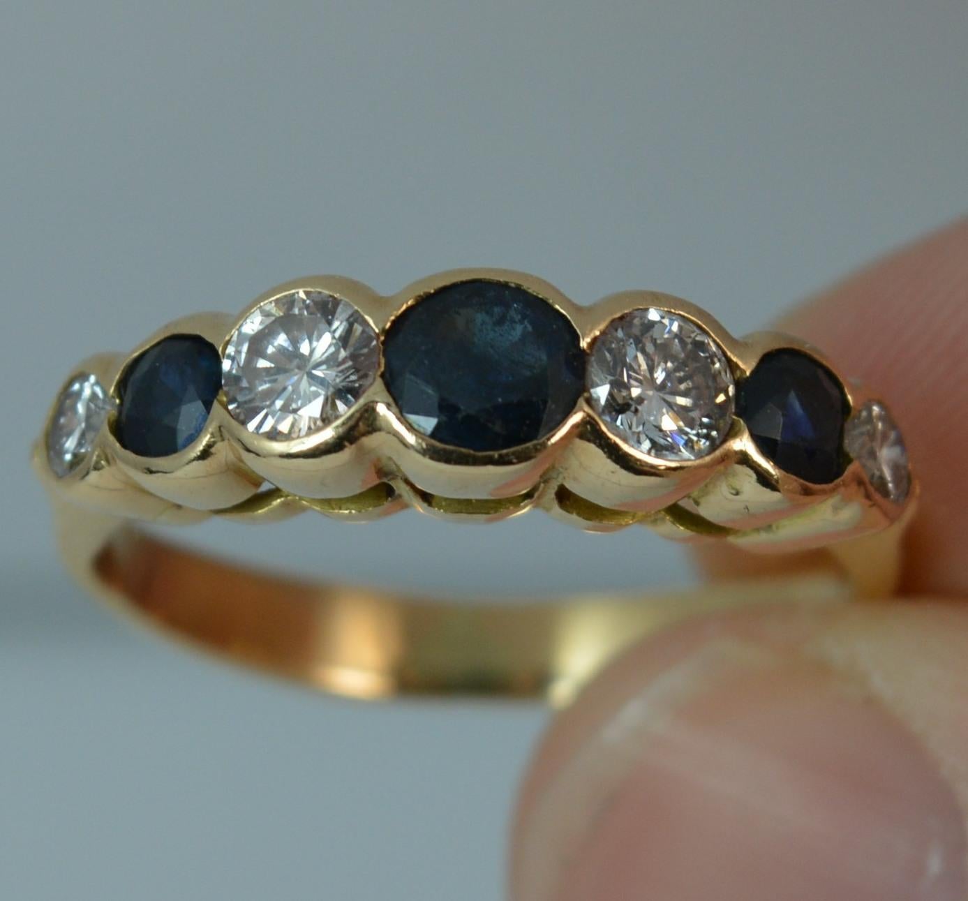 Beautiful 18 Carat Bubble Set Sapphire and Vs Diamond Stack Ring 1