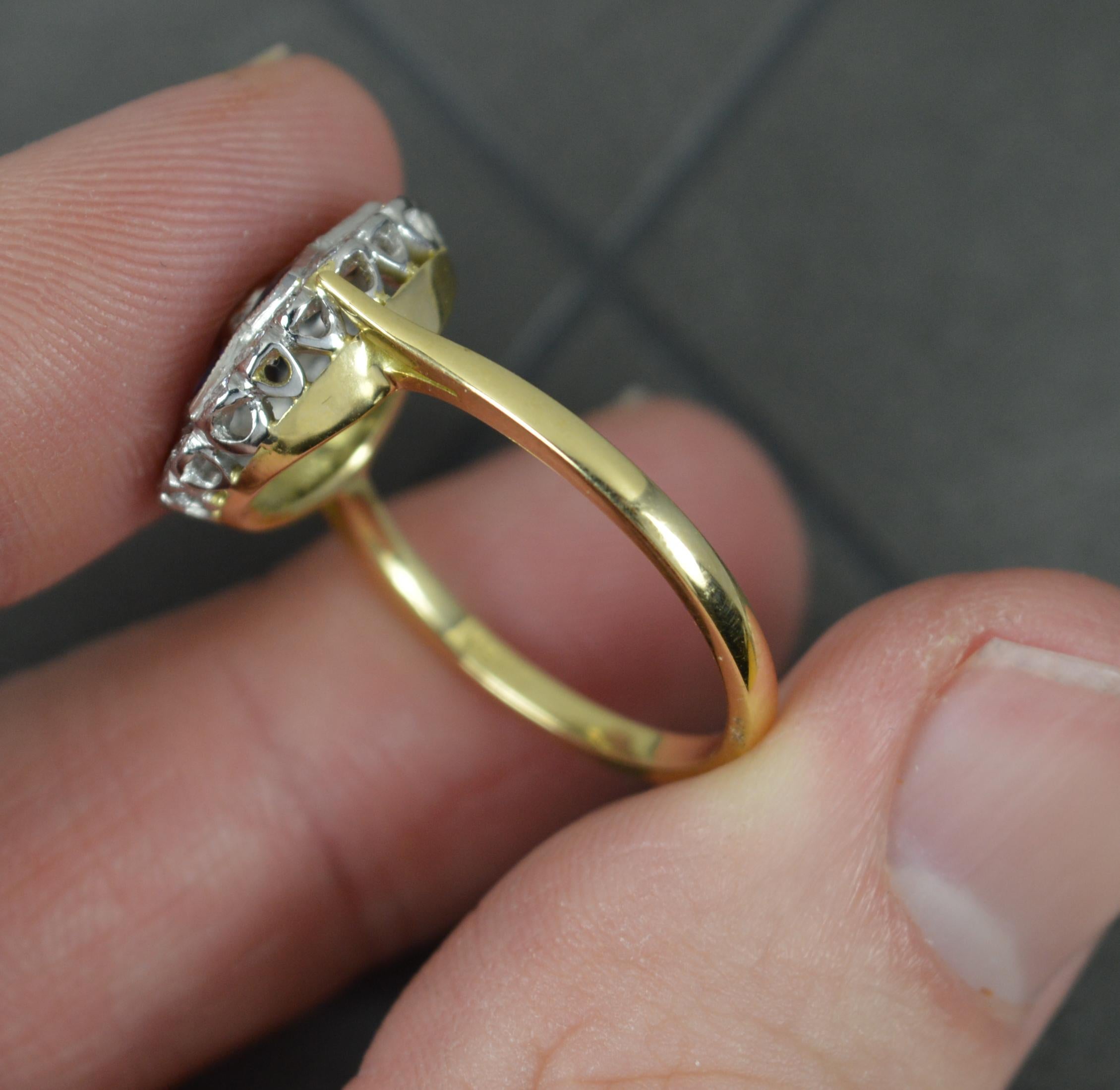 Schöner 18 Karat Gold Französischer Saphir und Diamant-Cluster-Paneel-Ring 2