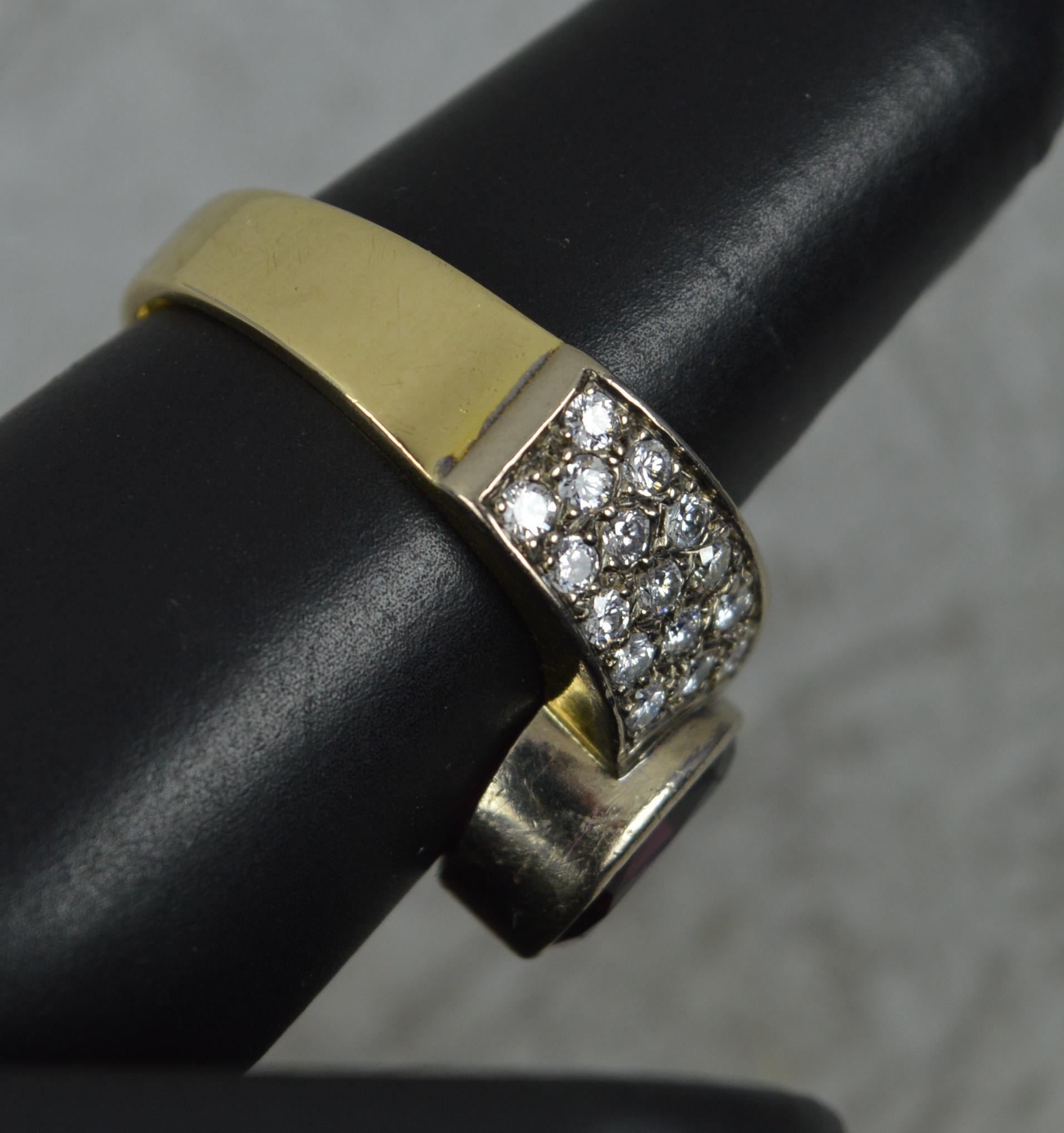 Beautiful 18 Carat Gold Tourmaline and 32 Diamond Wishbone Cluster Ring 5
