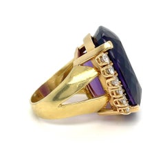 Beautiful 18k Gold, 46.15ct Amethyst and 1.15ct Diamond Ring Size 7.25 23.8g