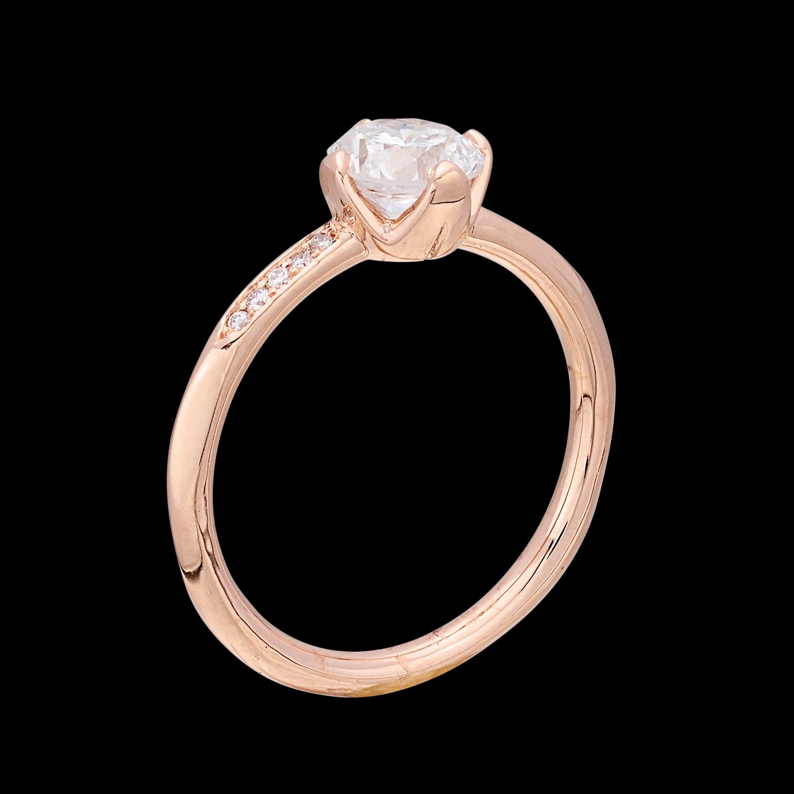 Beautiful 18k Rose Gold Diamond Engagement Ring In New Condition For Sale In San Francisco, CA