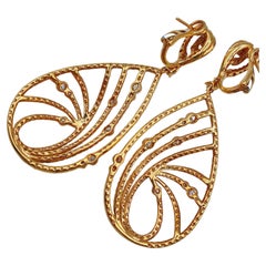 Beautiful 18K Rose Gold Diamond Long Earrings