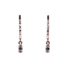 Beautiful 18k Rose Gold Drop Earrings with 0.41 ct Natural Diamonds, AIG Cert