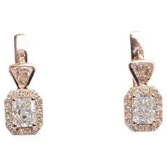 Beautiful 18k Rose Gold Earrings w/ 1.03ct Natural Diamonds, GIA IGI Certificate
