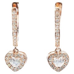 Beautiful 18k Rose Gold Earrings with 0.60 Ct Natural Diamonds, GIA Cert