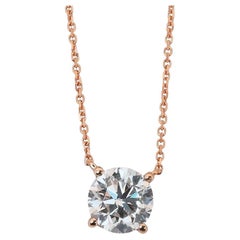 Beautiful 18K Rose Gold Ideal Cut Natural Diamond Necklace w/1.04ct - GIA Certif