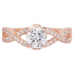 Beautiful 18K Rose Gold Infinity Natural Diamond Ring w/0.91ct - GIA Certified