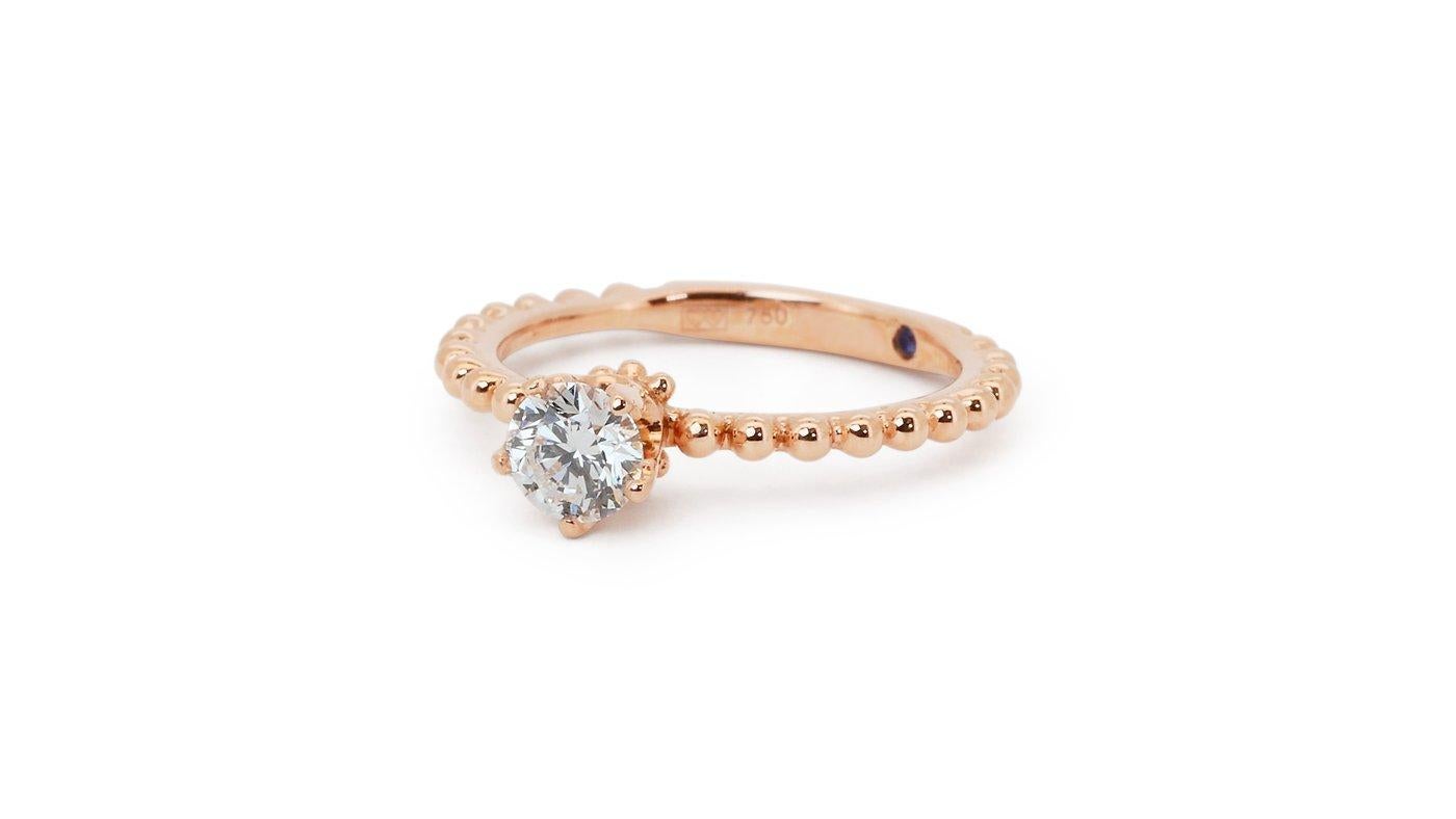 Magnifique bague solitaire en or rose 18 carats avec diamant naturel de 0,4 carat certifié par le GIA Pour femmes en vente