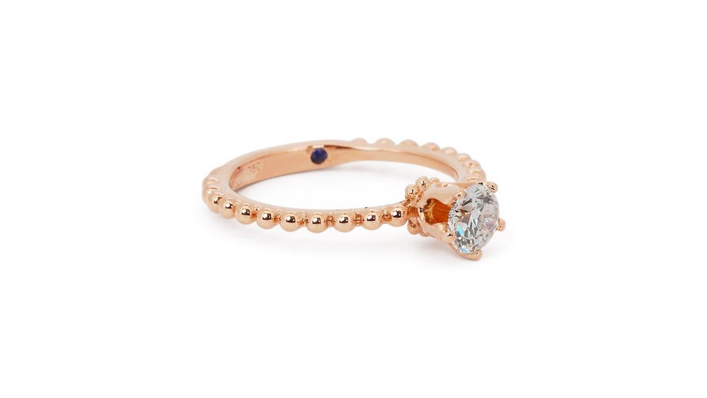 Beautiful 18k Rose Gold Solitaire Ring with 0.4ct Natural Diamond GIACertificate For Sale 1