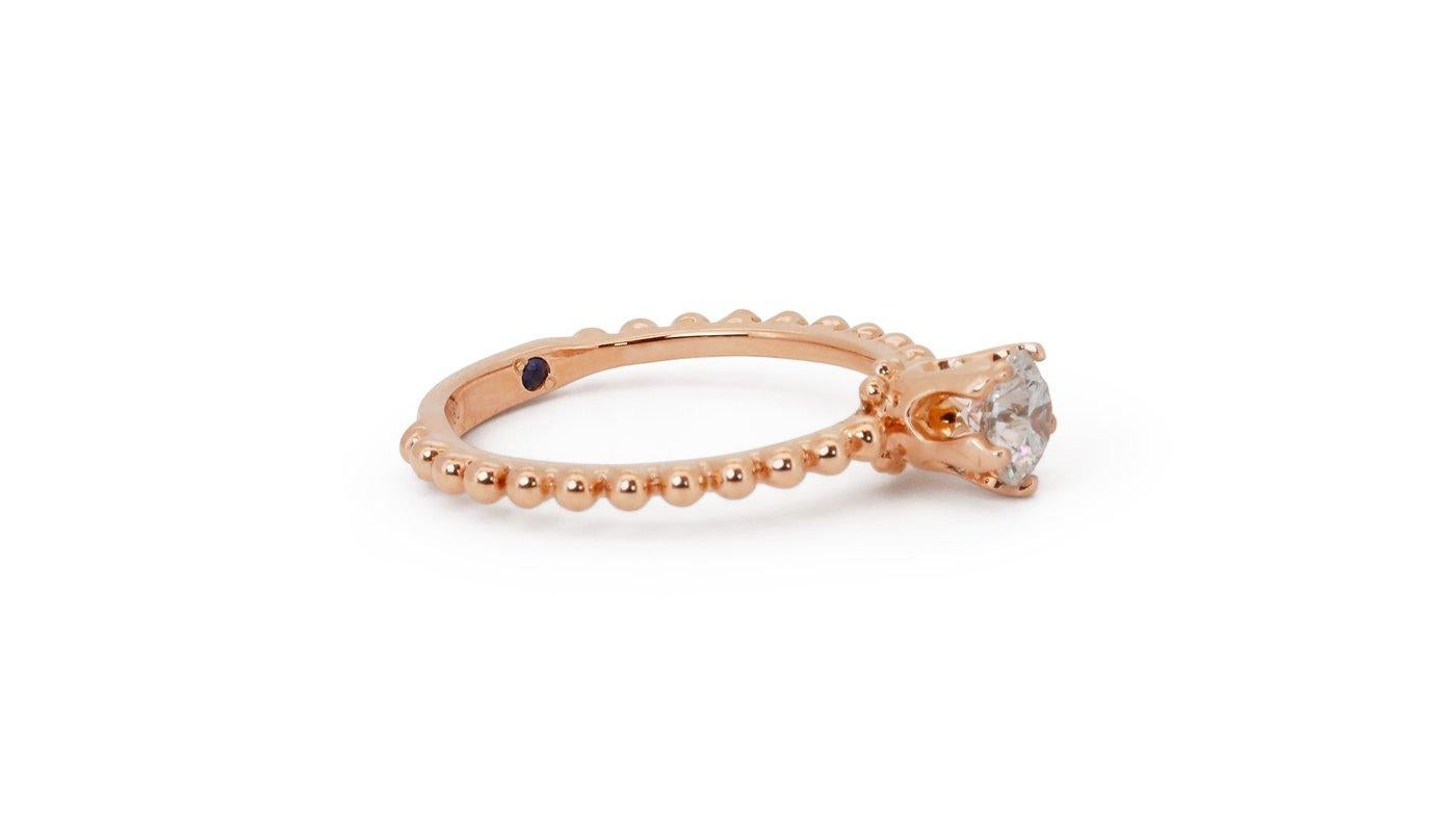 Beautiful 18k Rose Gold Solitaire Ring with 0.4ct Natural Diamond GIACertificate For Sale 2
