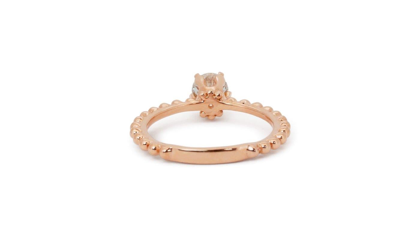 Beautiful 18k Rose Gold Solitaire Ring with 0.4ct Natural Diamond GIACertificate For Sale 4