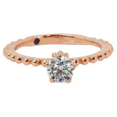 Beautiful 18k Rose Gold Solitaire Ring with 0.4ct Natural Diamond GIACertificate