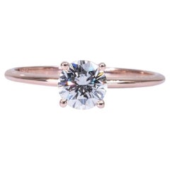 Beautiful 18k Rose Gold Solitaire Ring w/ 1 ct Natural Diamonds GIA Certificate