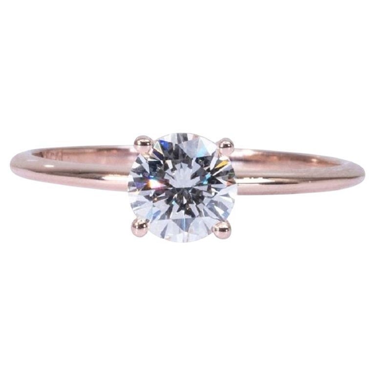 Beautiful 18k Rose Gold Solitaire Ring w/ 1 ct Natural Diamonds GIA ...