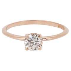 Beautiful 18k Rose Gold Solitaire Ring with 0.52 Ct Natural Diamond AIG Cert