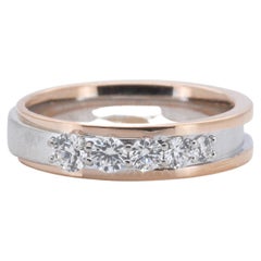 Beautiful 18k Two-Toned Five Stone Wedding Band Ring w/ 0.23ct Natural Diamonds