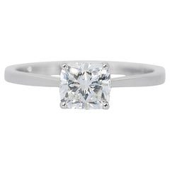 Beautiful 18k White Gold 1.01 ct. Cushion Modified Brilliant Solitaire Diamond