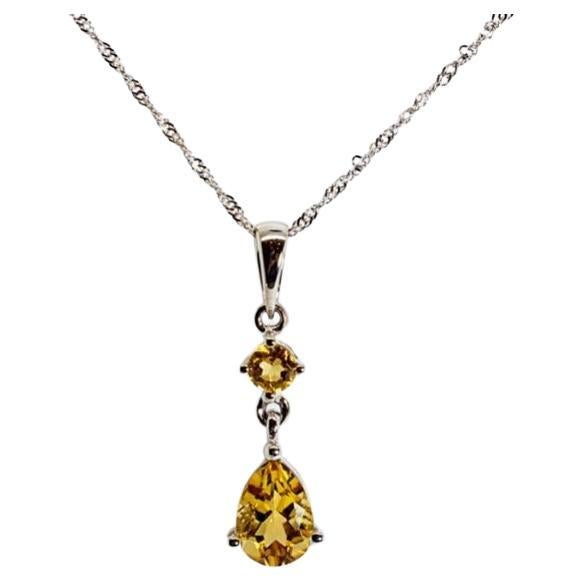 Magnifique collier en or blanc 18 carats avec citrine naturelle de 0,50 carat