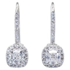 Beautiful 18K White Gold Dangle Earrings with 1.27 ct Natural Diamond, IGI Cert