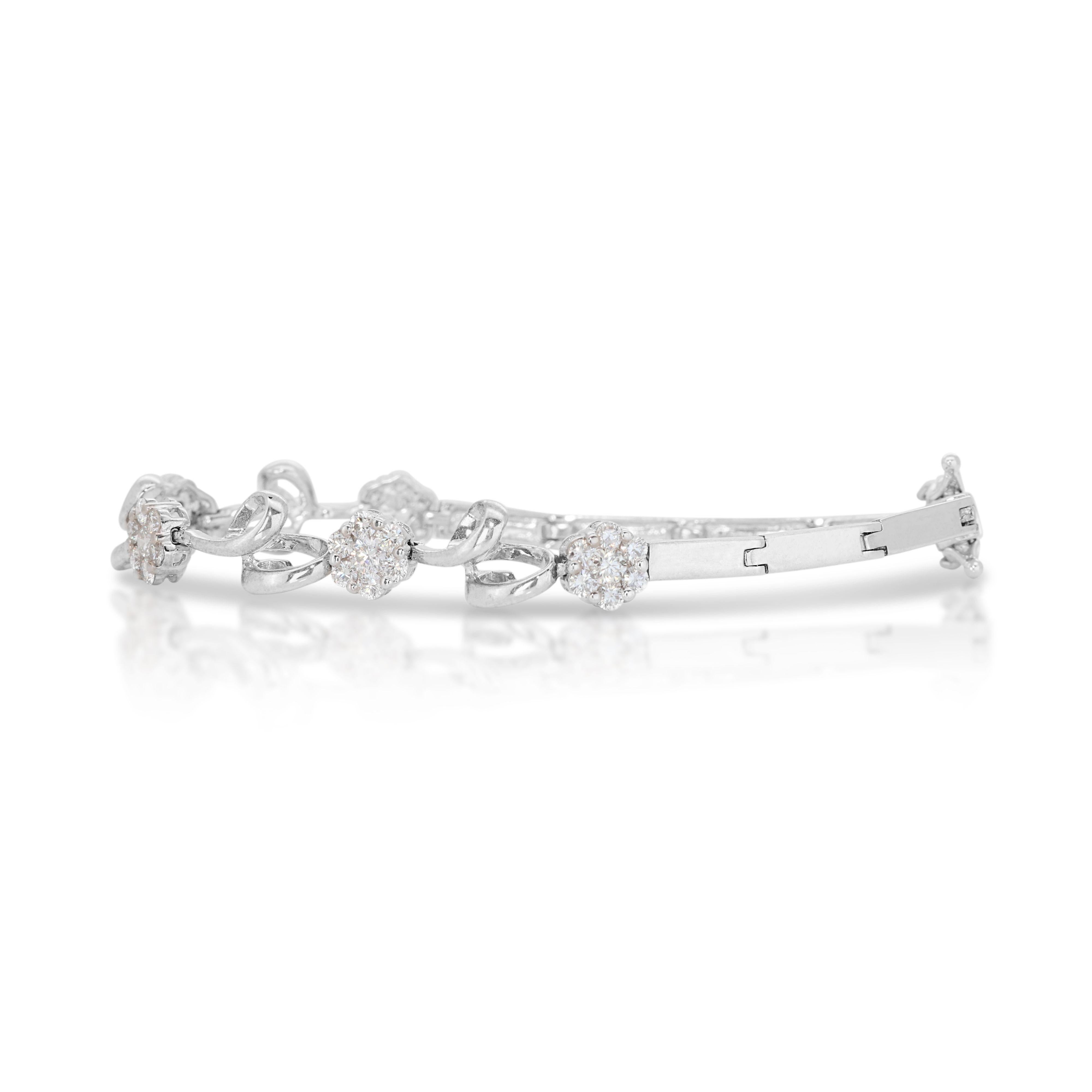 Taille brillant Magnifique bracelet en or blanc 18 carats avec diamants naturels de 0,70 carat