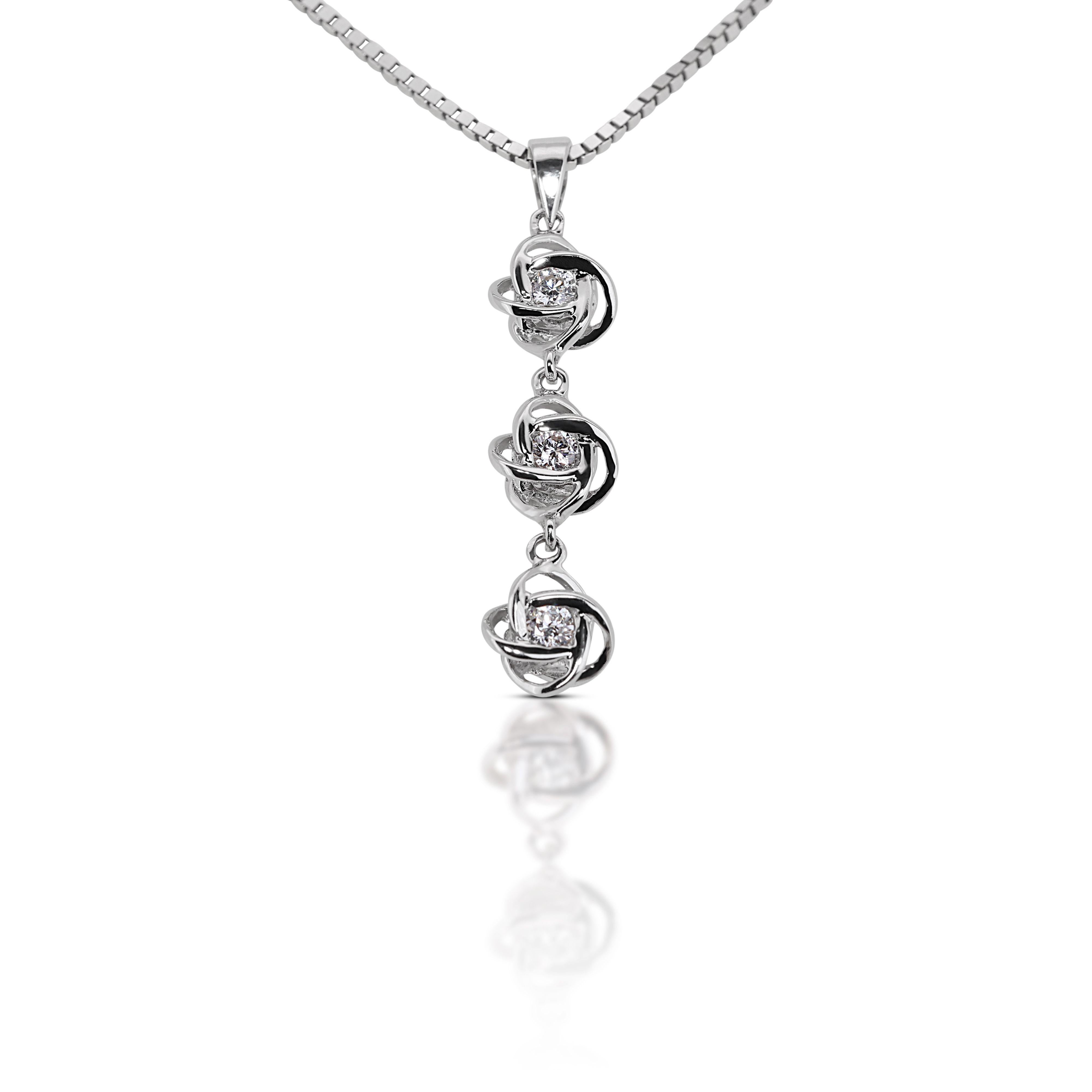 Brilliant Cut Beautiful 18K White Gold Diamond Pendant with 0.14 ct - (Chain not included)  For Sale