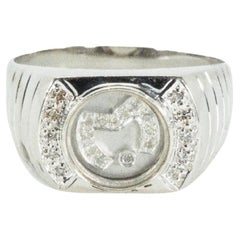 Beautiful 18K White Gold Dome Ring with 0.20 Ct Natural Diamonds