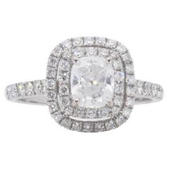 Beautiful 18k White Gold Double Halo Ring with 0.56 Carat of Natural Diamonds