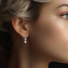 Bellissimi orecchini a goccia in oro bianco 18k con 1,30 ct di diamanti naturali, certificato IGI