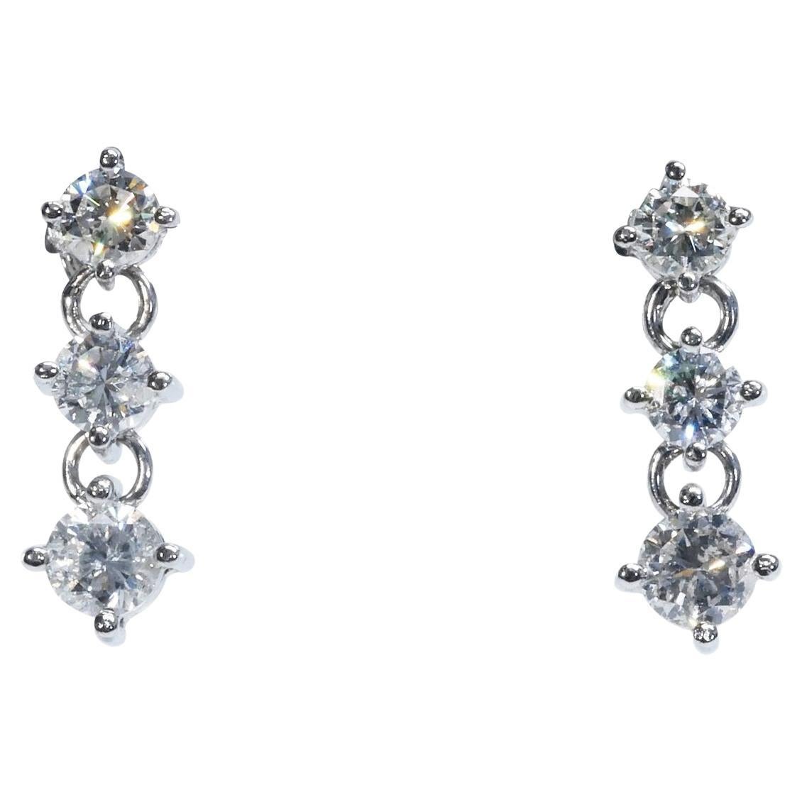 Preciosos pendientes de oro blanco de 18k con diamantes naturales de 1,30 ct, certificado IGI