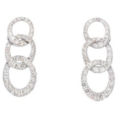 Beautiful 18k White Gold Drop Earrings with 1.26 Ct Natural Diamonds