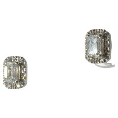 Magnifiques boucles d'oreilles en or blanc 18 carats avec diamants naturels de 0,93 carat, certifis GIA