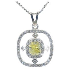 Beautiful 18K White Gold Fancy Pendant with 1.01 Natural Diamonds, AIG Cert