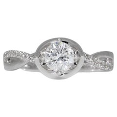 Beautiful 18K White Gold Halo Diamond Ring with 0.50ct Natural Diamond