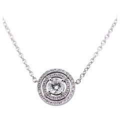 Beautiful 18k White Gold Halo Necklace with 0.84 Carats Natural Diamonds