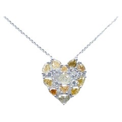 Beautiful 18k White Gold Heart Ring with 1.63 Ct Natural Diamonds, AIG Cert