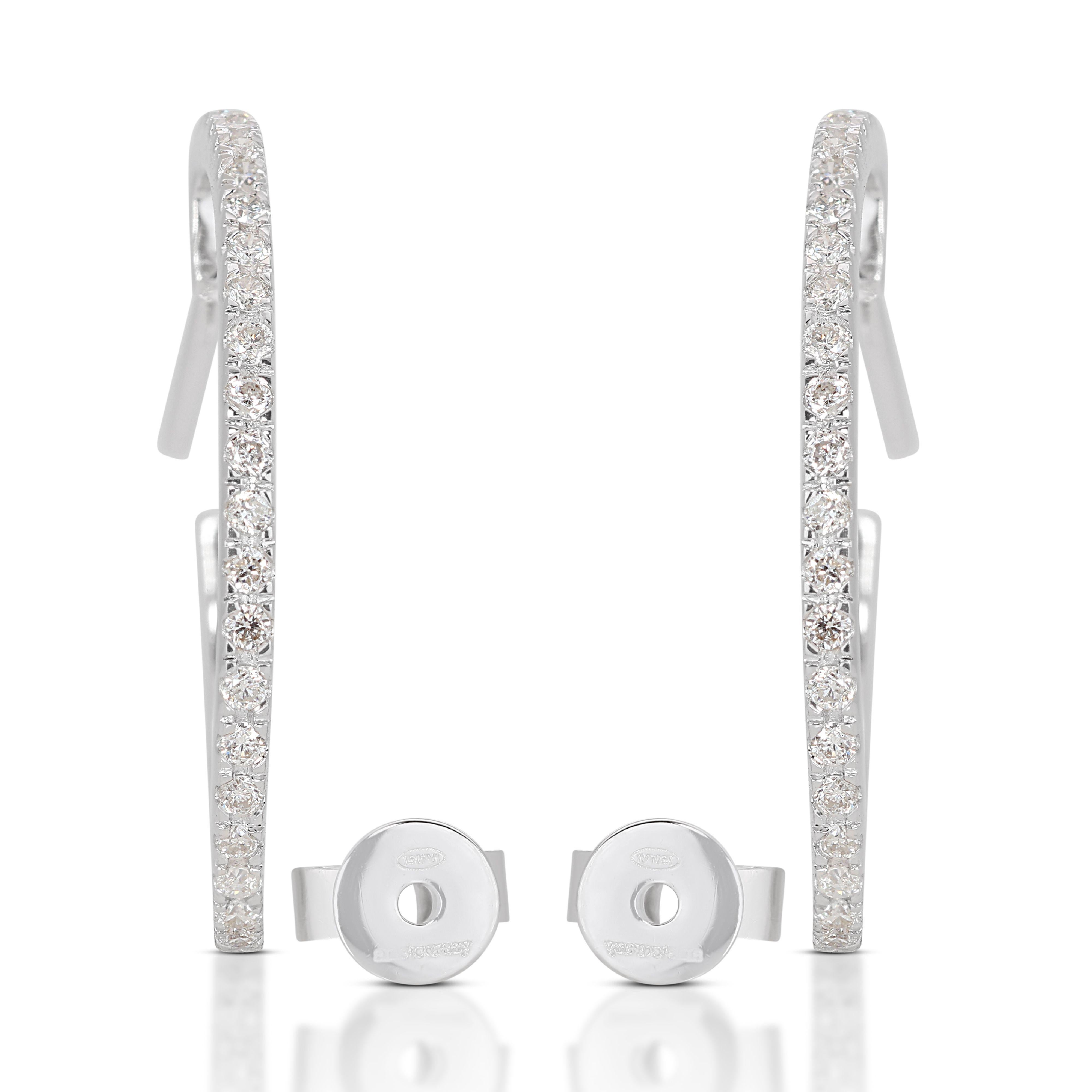 Beautiful 18K White Gold Hoop Earrings For Sale 2