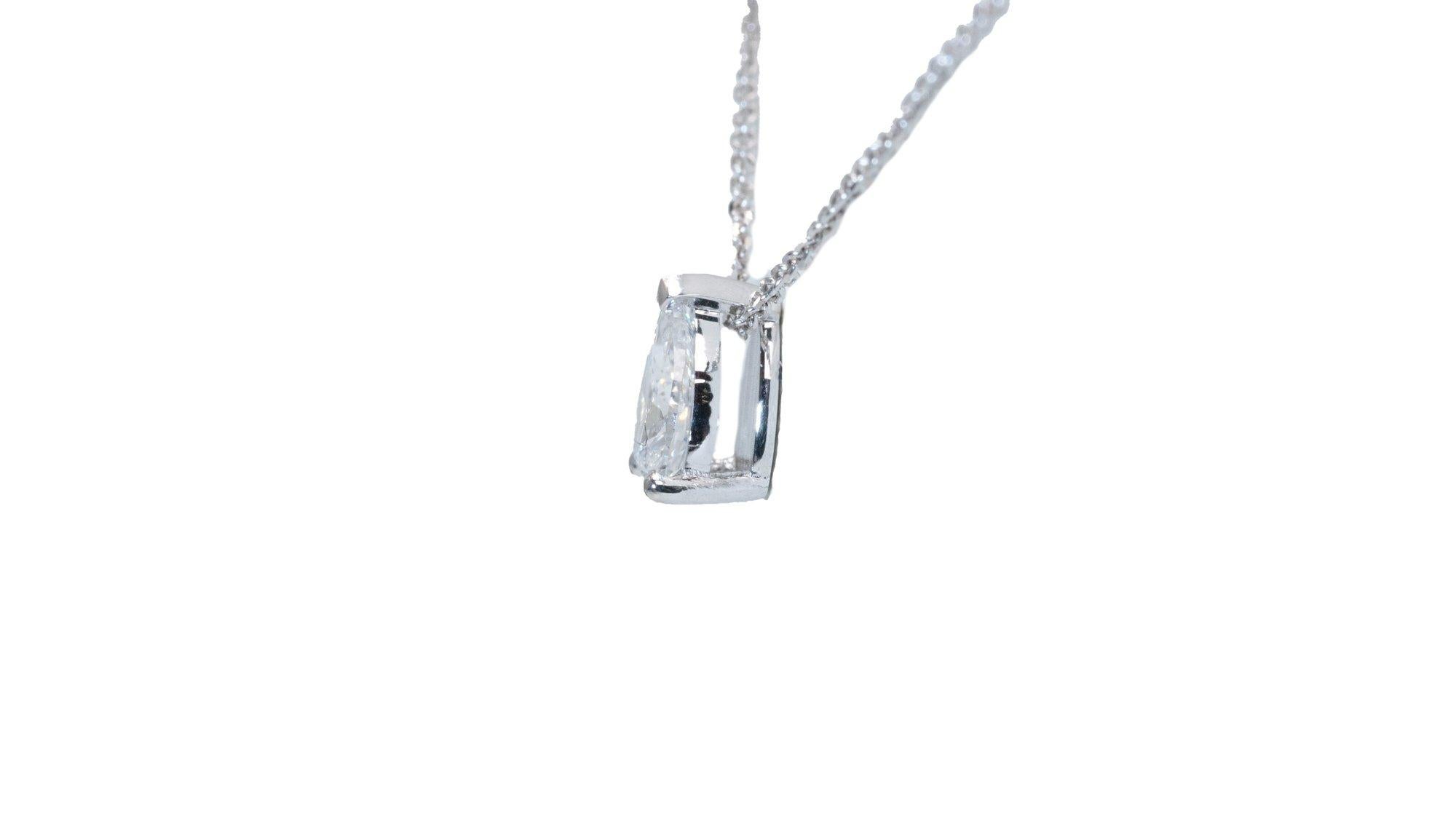 Pear Cut Beautiful 18K White Gold Necklace with 0.39 Ct Natural Diamond, GIA Certificate