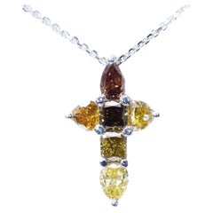 Beautiful 18K White Gold Necklace with 0.86 Ct Natural Diamonds, AIG Certificate