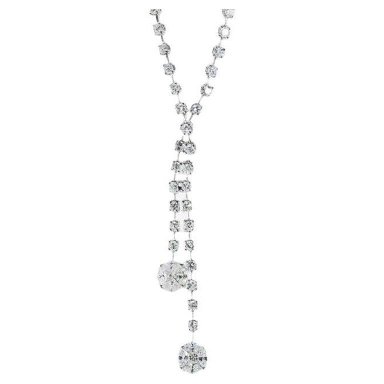 Beautiful 18K White Gold Necklace with 4.24 Ct Natural Diamonds, Igi
