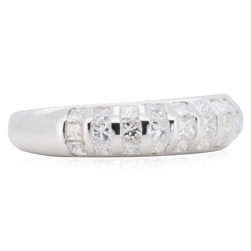 Cushion Cut Beautiful 18k White Gold Pave Band Ring with 0.50 carat of Natural Diamonds For Sale