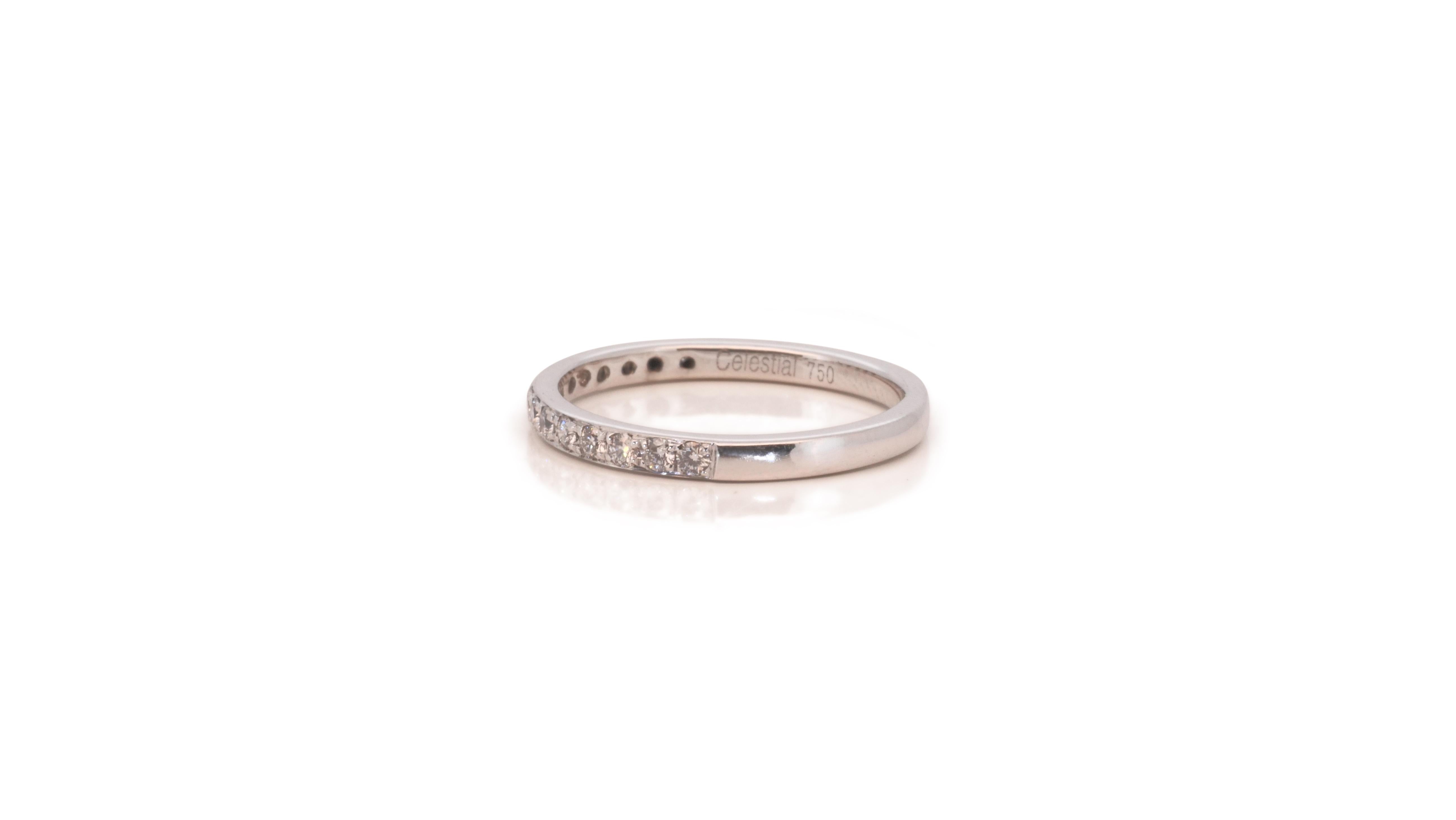 Schöner 18 Karat Weißgold dünner Ring mit 0,16 Karat natürlichen Diamanten in Pavé-Fassung Damen im Angebot