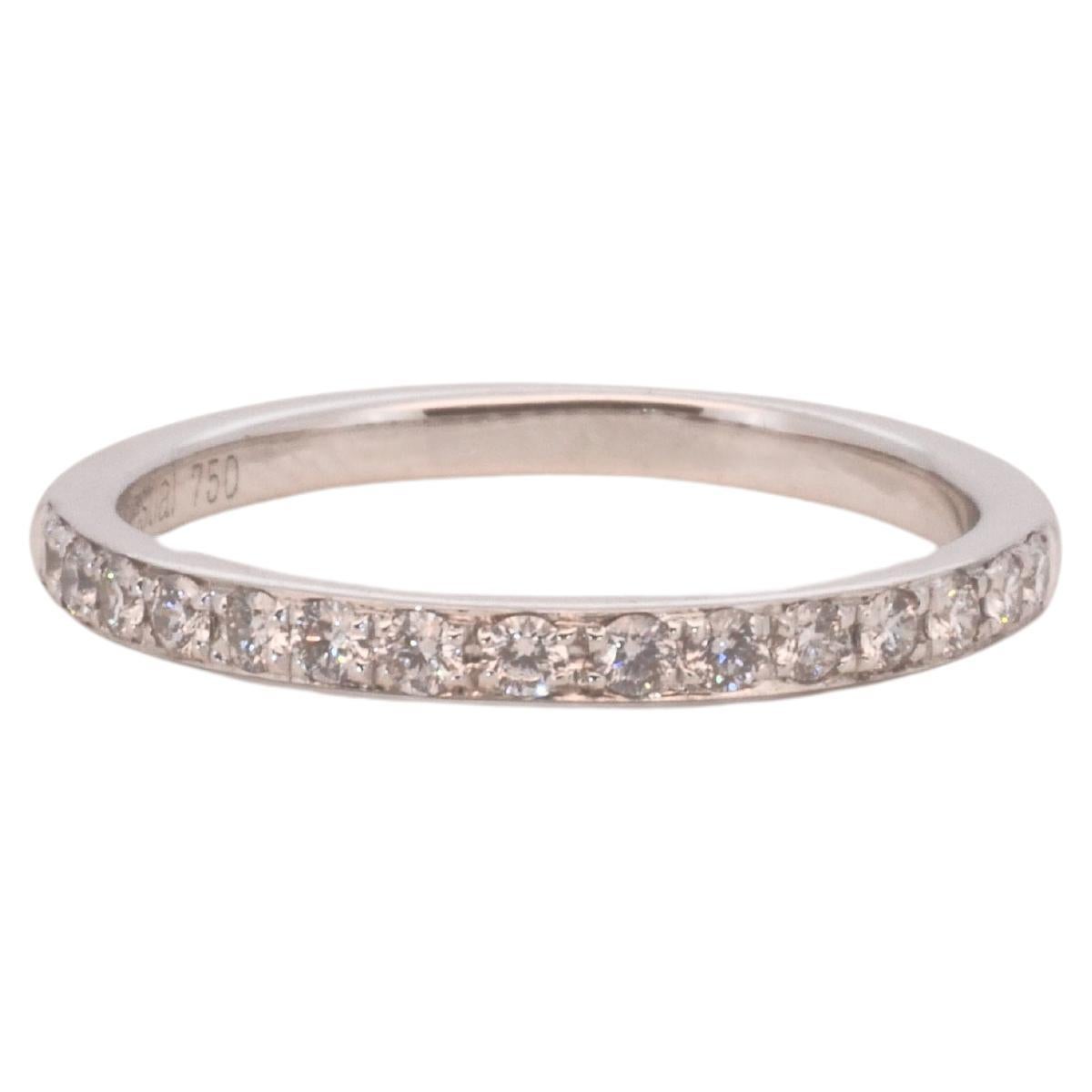 Beautiful 18k White Gold Pave Thin Band Ring with 0.16 Carat Natural Diamonds For Sale