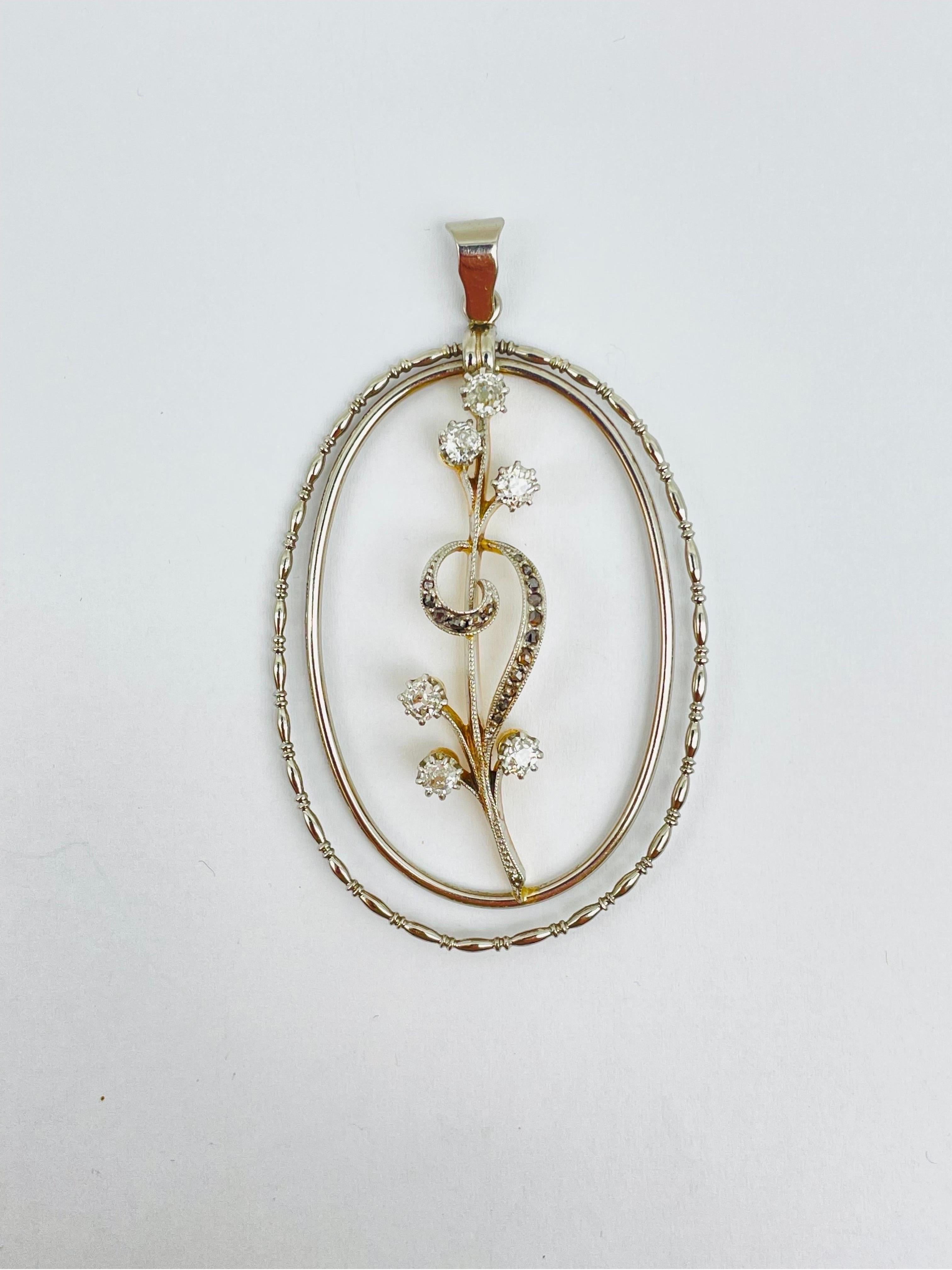 Art Deco Beautiful flower pendant with diamonds 0.6 Carat Brilliants For Sale 10
