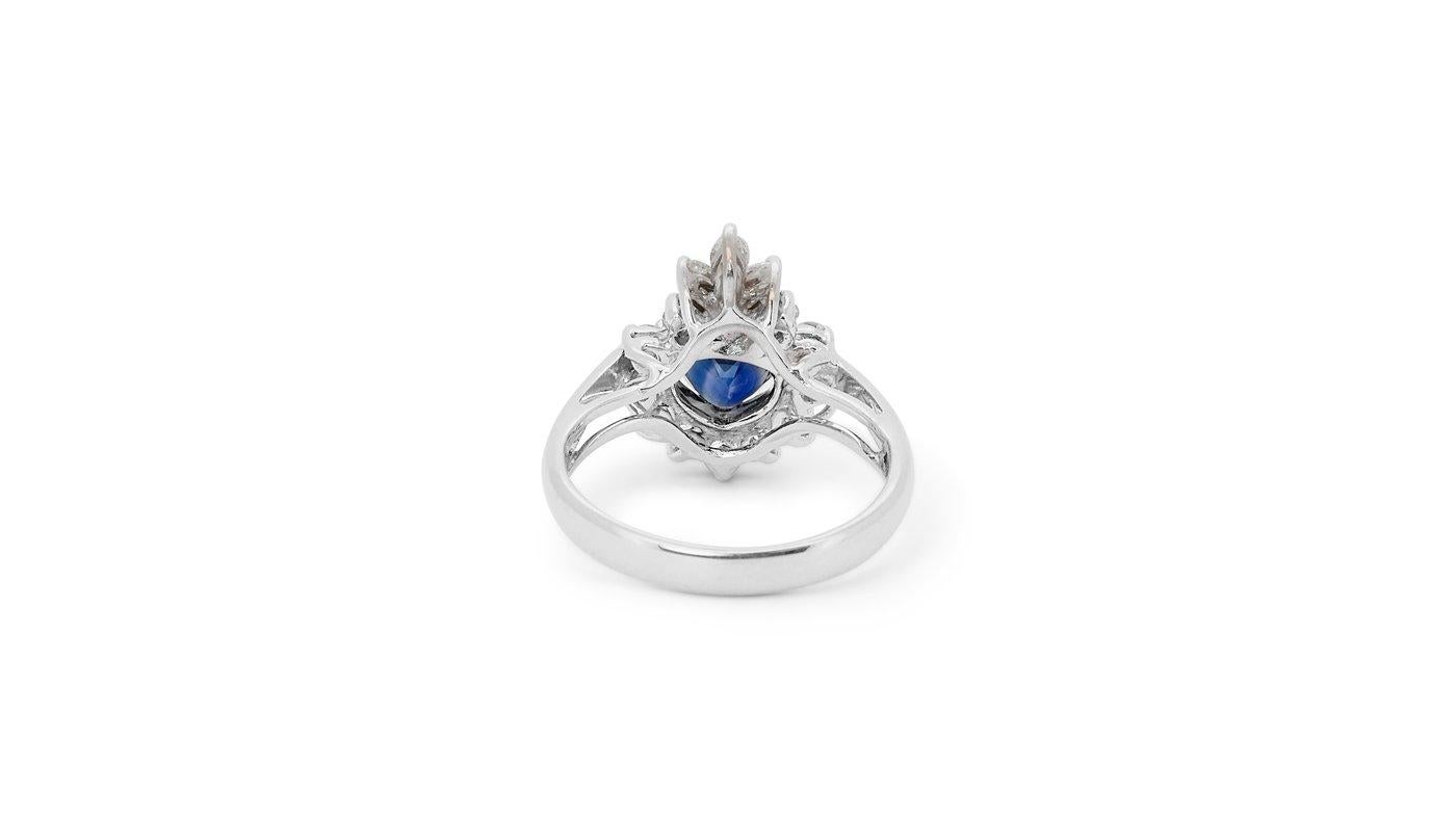 Beautiful 18k White Gold Ring 1.34 Ct Natural Sapphire and Diamonds IGI Cert 3