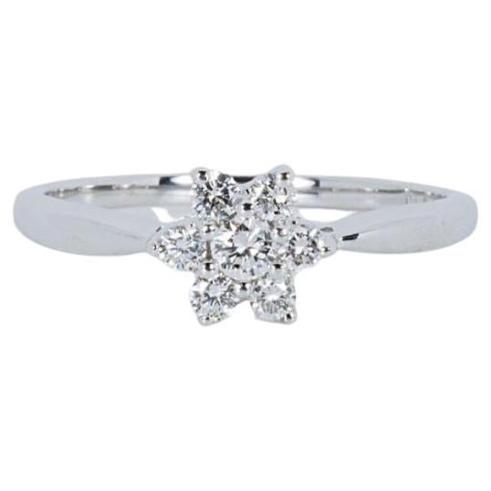 Beautiful 18K White Gold Ring with 0.42 ct Natural Diamonds