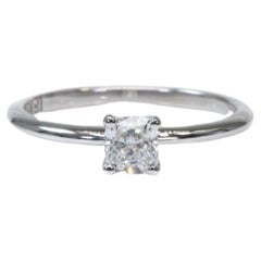 Beautiful 18k White Gold Ring with 0.50 total ct Natural Diamonds, GIA Certified