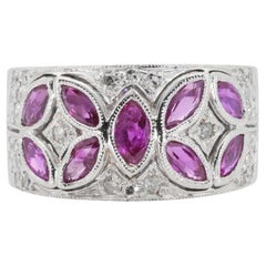 Beautiful 18K White Gold Ring with 1.47 ct Natural Rubies and Diamonds NGI Cert.