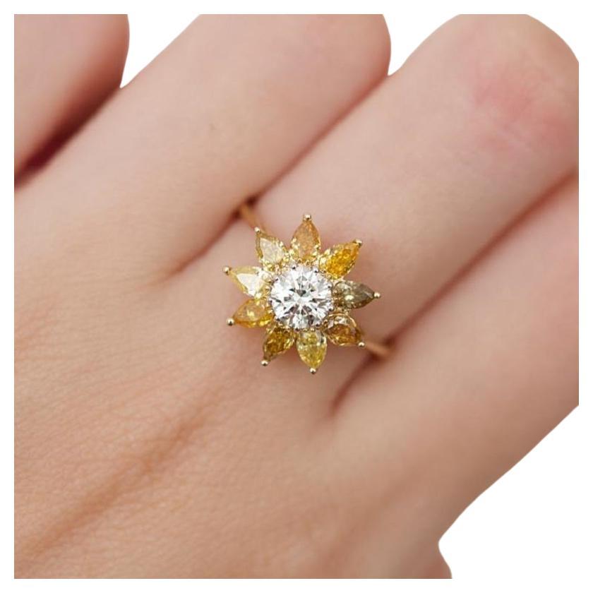 Schöner Diamantring aus 18 Karat Gelbgold mit 1,160 Karat natürlichen Diamanten, NGI-zertifiziert (Brillantschliff)